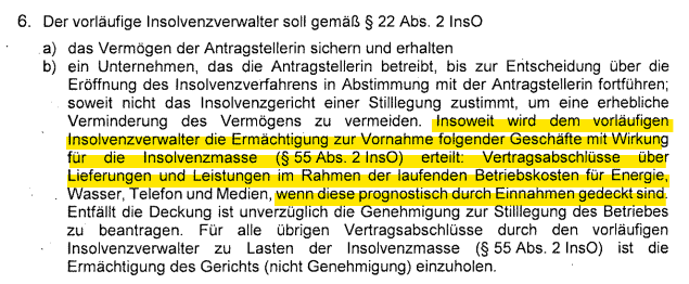 Auszugsweiser Wortlaut der Beschlüsse