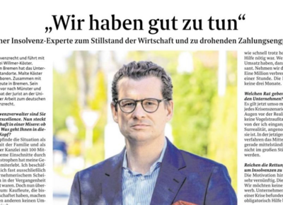 Bildausschnitt aus Zeitung Weser Kurier: "Wir haben gut zu tun"